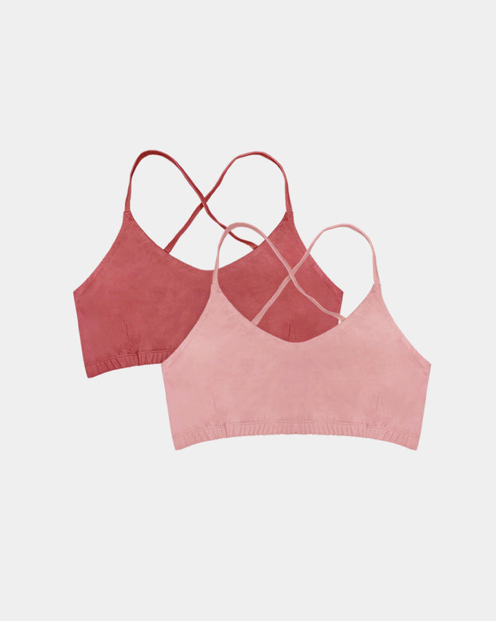 Women's Criss-Cross Bralette - Natural, Plant Dyes - 100% Organic Cotton (2 pack)