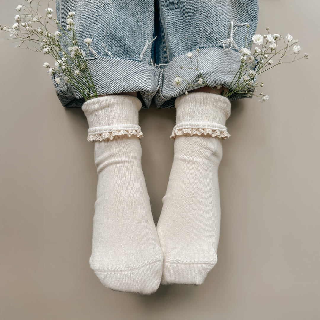 Pure (no dye) Lace Kids Socks - 98% Organic Cotton