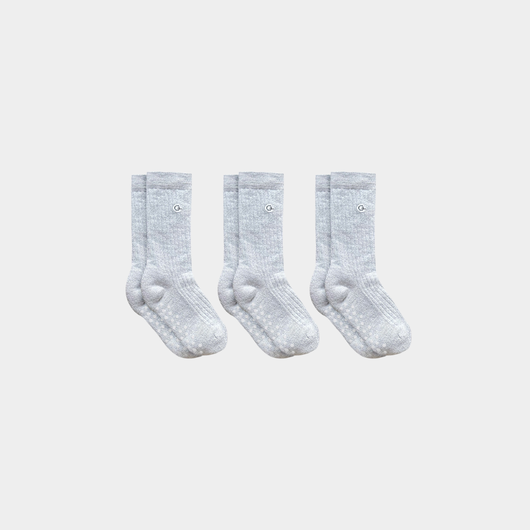 Merino Wool - Cotton Midweight Kids Socks with Grips