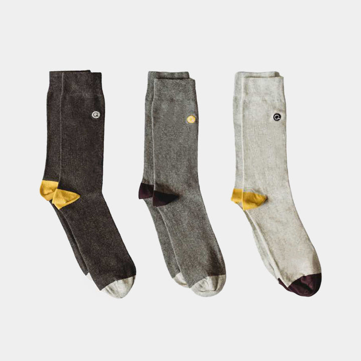 Mixed Patterns Adult Trouser Socks (3-pack) - 98% Organic Cotton