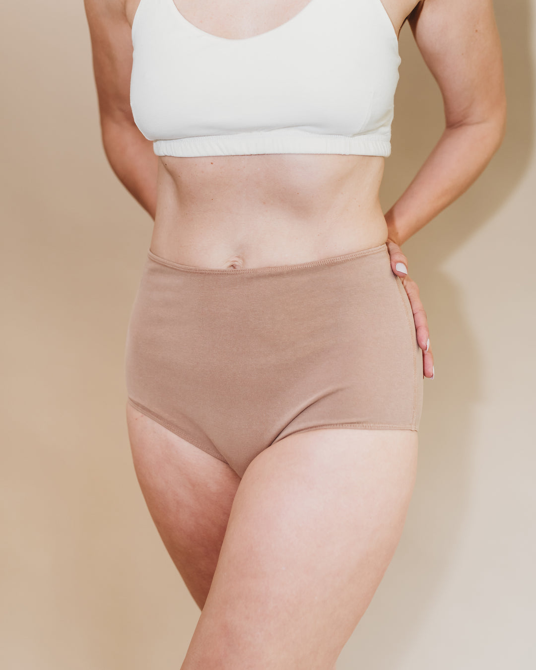 Women's High Waist Brief - Natural, Plant Dyes - 95% Organic Cotton