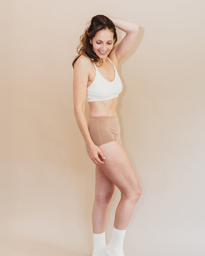 Women's High Waist Brief - Natural, Plant Dyes - 95% Organic Cotton