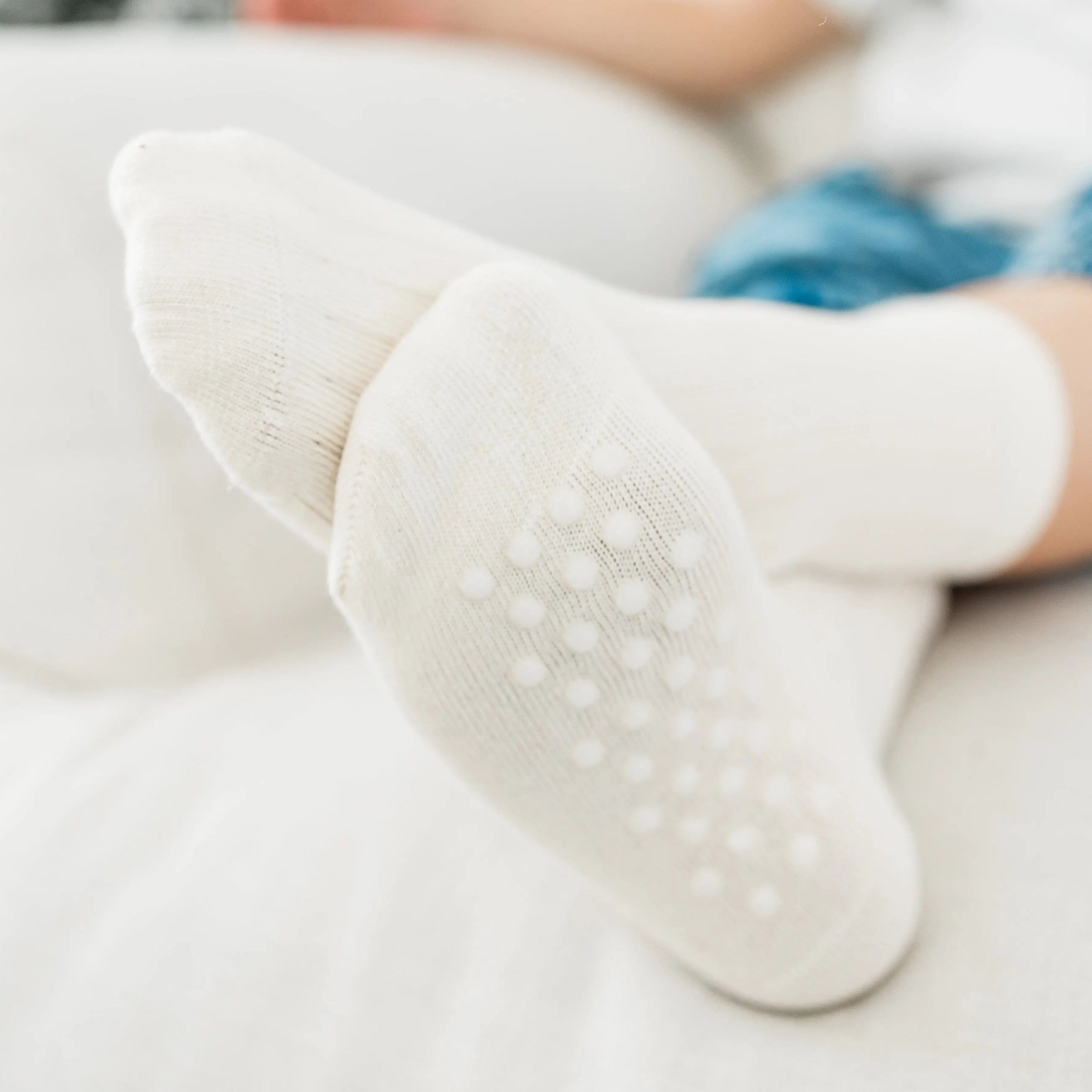 Pure (no dye) Kids' Socks With Grips - 98% Organic Cotton Q for Quinn™