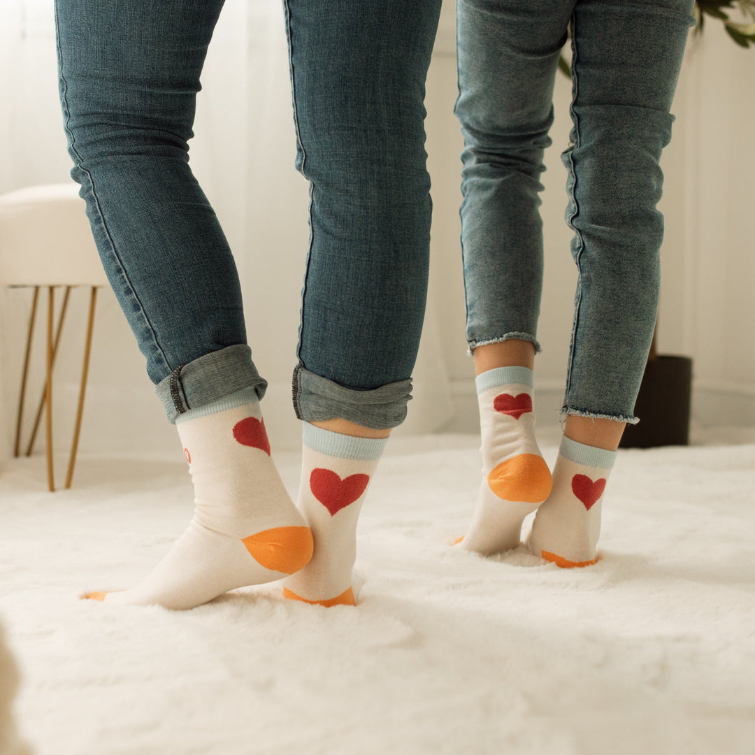 Pair of Hearts Adult Sock - 98% Organic Cotton